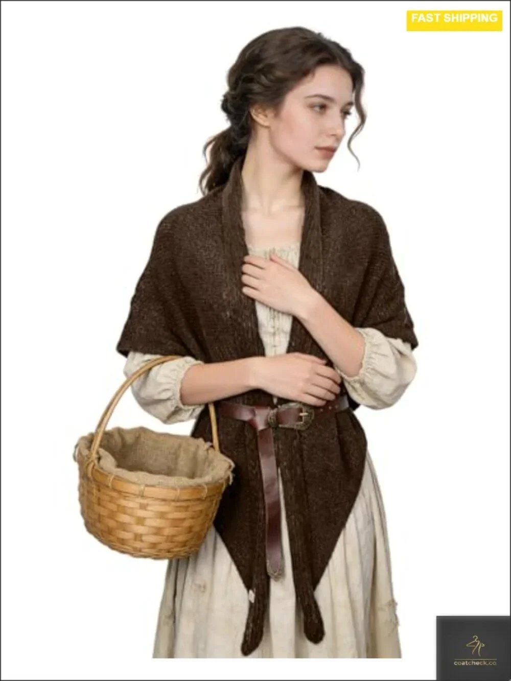 Women's Knitted Sontag Shawl Sweater Wrap Triangle Scarf Cape for Viking Celtic